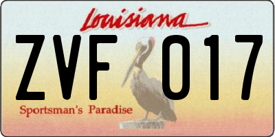 LA license plate ZVF017