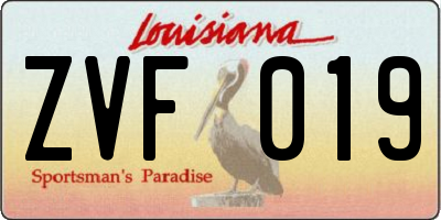 LA license plate ZVF019