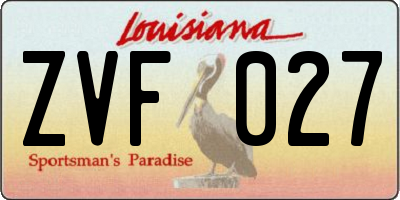 LA license plate ZVF027