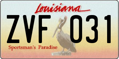 LA license plate ZVF031