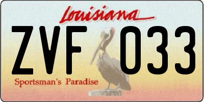 LA license plate ZVF033