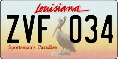 LA license plate ZVF034