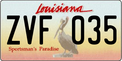 LA license plate ZVF035