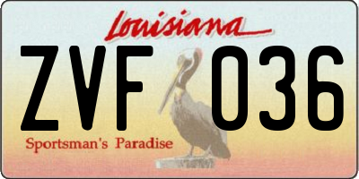 LA license plate ZVF036