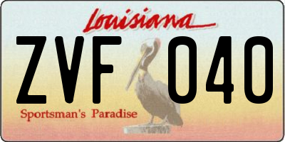 LA license plate ZVF040