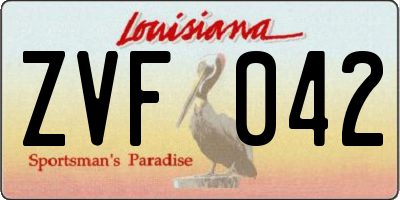 LA license plate ZVF042