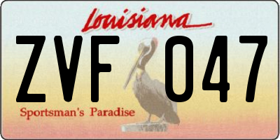 LA license plate ZVF047