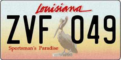 LA license plate ZVF049