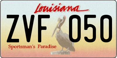 LA license plate ZVF050