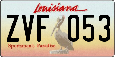 LA license plate ZVF053