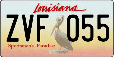 LA license plate ZVF055