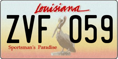 LA license plate ZVF059