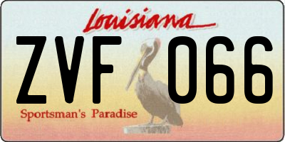 LA license plate ZVF066