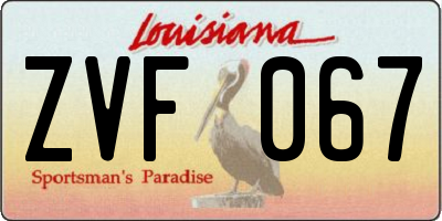 LA license plate ZVF067