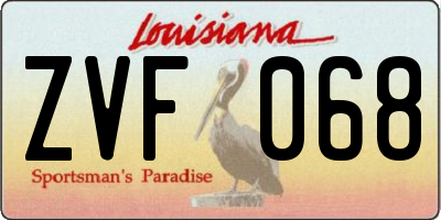 LA license plate ZVF068