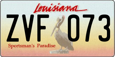 LA license plate ZVF073