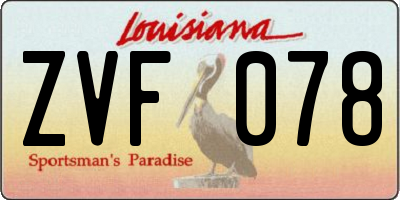 LA license plate ZVF078