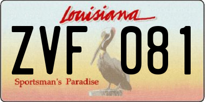 LA license plate ZVF081