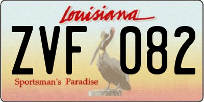 LA license plate ZVF082