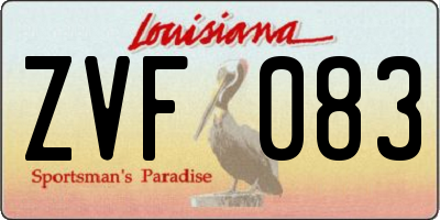 LA license plate ZVF083