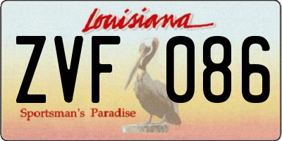 LA license plate ZVF086