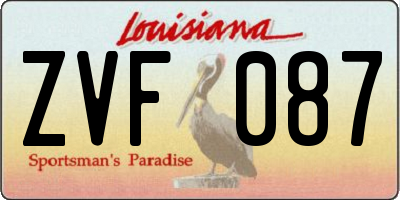 LA license plate ZVF087