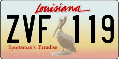 LA license plate ZVF119