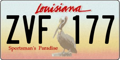 LA license plate ZVF177