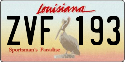 LA license plate ZVF193