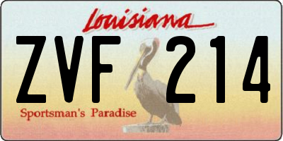 LA license plate ZVF214