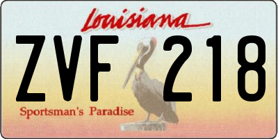 LA license plate ZVF218