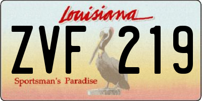LA license plate ZVF219