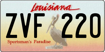 LA license plate ZVF220