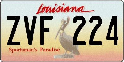 LA license plate ZVF224