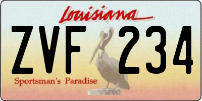 LA license plate ZVF234