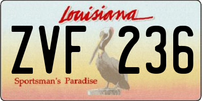 LA license plate ZVF236