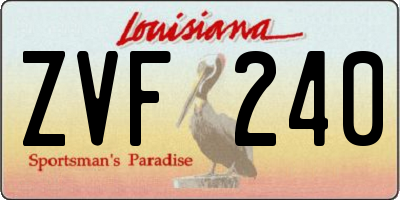 LA license plate ZVF240