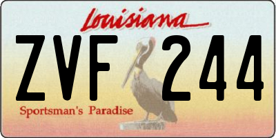 LA license plate ZVF244