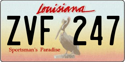 LA license plate ZVF247