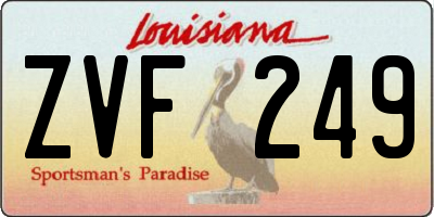 LA license plate ZVF249