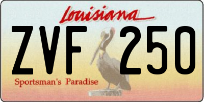 LA license plate ZVF250