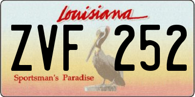 LA license plate ZVF252