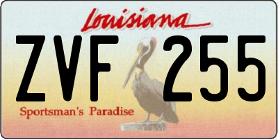LA license plate ZVF255