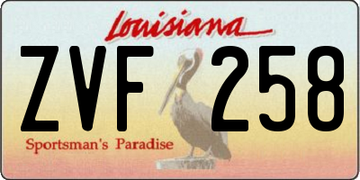 LA license plate ZVF258