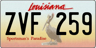 LA license plate ZVF259