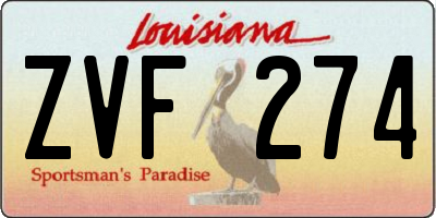 LA license plate ZVF274