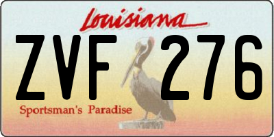 LA license plate ZVF276