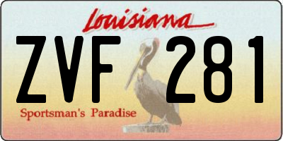 LA license plate ZVF281