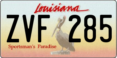 LA license plate ZVF285