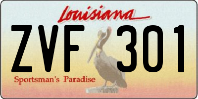 LA license plate ZVF301